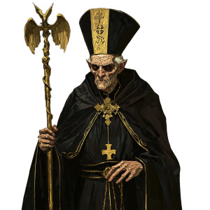 Creepy Priest Gold Staff Vinyl Car Decal Sticker – Waterproof & UV-Resistant 4.0"