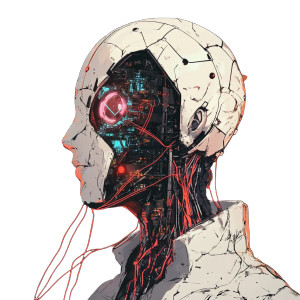 Cyborg Scientist Anime Cover Vinyl Car Decal Sticker – Waterproof & UV-Resistant 4.0"