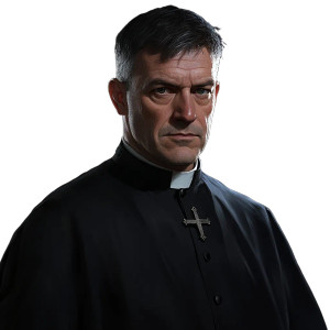 Mysterious Priest Church Interior Vinyl Car Decal Sticker – Waterproof & UV-Resistant 4.0"