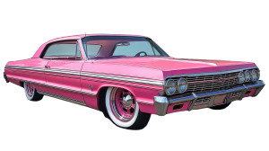 Pink Chevy Impala Lowrider Vinyl Car Decal Sticker – Waterproof & UV-Resistant 7.14"