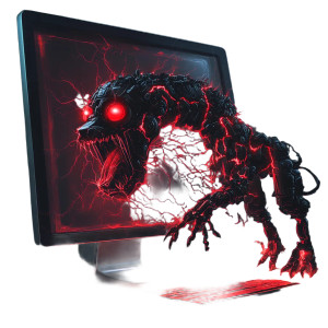 Robot Dog Red Eyes Vinyl Car Decal Sticker – Waterproof & UV-Resistant 4.0"