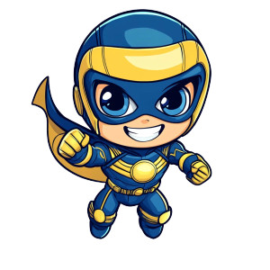 Chibi Superhero Blue Gold Vinyl Car Decal Sticker – Waterproof & UV-Resistant 4.0" Chibi Superhero Blue Gold Vinyl Car Decal Sticker – Waterproof & UV-Resistant 4.0"