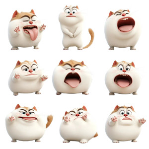 Chubby Dog Emojis 3D Vinyl Car Decal Sticker – Waterproof & UV-Resistant 4.0"