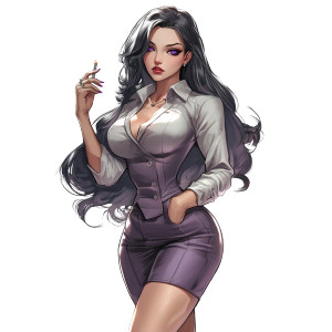 Comic Female Office Clerk Vinyl Car Decal Sticker – Waterproof & UV-Resistant 4.0"