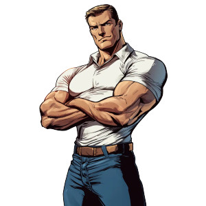 Comic Muscular Man Standing Vinyl Car Decal Sticker – Waterproof & UV-Resistant 4.0"