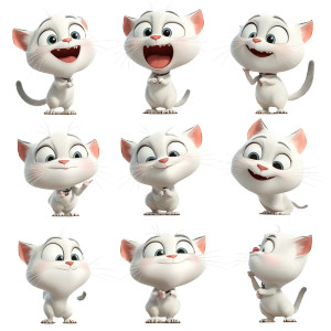 Cute 3D Cat Poses Vinyl Car Decal Sticker – Waterproof & UV-Resistant 4.0"