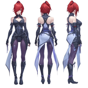 Female Ninja Red Hair Purple Stockings Vinyl Car Decal Sticker – Waterproof & UV-Resistant 4.0"