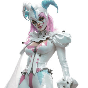 Female Superhero Jester Turnaround Vinyl Car Decal Sticker – Waterproof & UV-Resistant 4.0"