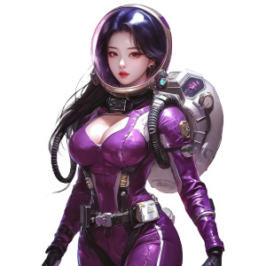 Hot Korean Girl Purple Astronaut Vinyl Car Decal Sticker – Waterproof & UV-Resistant 4.0"