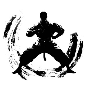 Martial Arts Logo Black White Vinyl Car Decal Sticker – Waterproof & UV-Resistant 4.0"