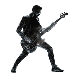 Matrix Bassist Geometric Dark Vinyl Car Decal Sticker – Waterproof & UV-Resistant 4.0"