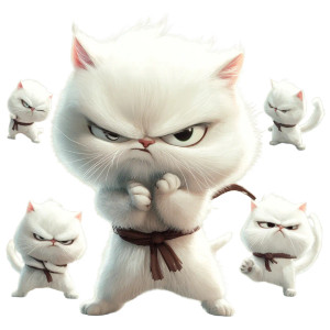 Persian Cat Ninja Poses Vinyl Car Decal Sticker – Waterproof & UV-Resistant 4.0"