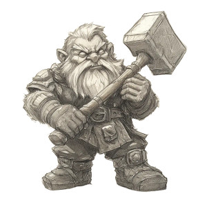 Sketch Dwarf Craftsmen Warhammer Vinyl Car Decal Sticker – Waterproof & UV-Resistant 4.0"