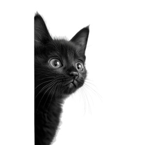 Black White Kitten Peeking Vinyl Car Decal Sticker – Waterproof & UV-Resistant 4.0"