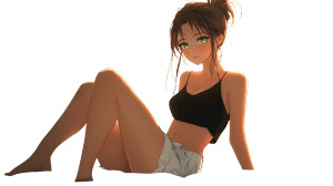 Brunette Green Eyes Ponytail Vinyl Car Decal Sticker – Waterproof & UV-Resistant 7.14"