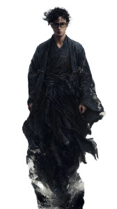 Chinese Comic Boy Black Robe Vinyl Car Decal Sticker – Waterproof & UV-Resistant 4.0"