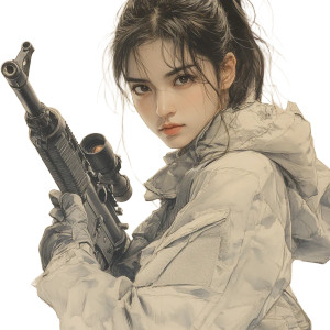 Military Woman Ak47 Portrait Vinyl Car Decal Sticker – Waterproof & UV-Resistant 4.0"