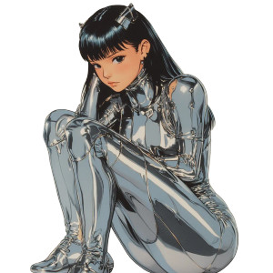 Sorayama Girl Warrior Chrome Vinyl Car Decal Sticker – Waterproof & UV-Resistant 4.0"