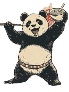 Vintage Panda Kungfu Noodles Vinyl Car Decal Sticker – Waterproof & UV-Resistant 4.0"