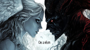 Angel Devil Whim Vinyl Car Decal Sticker – Waterproof & UV-Resistant 7.14"