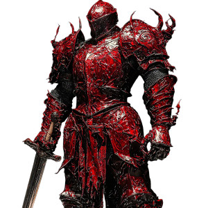 Crimson Armored Figure Sword Vinyl Car Decal Sticker – Waterproof & UV-Resistant 4.0"