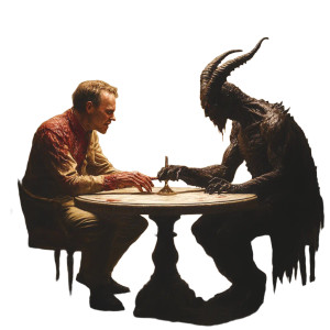 Human Devil Contract Table Vinyl Car Decal Sticker – Waterproof & UV-Resistant 4.0"