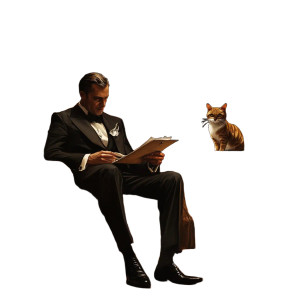 Sophisticated Man Cat Menu Vinyl Car Decal Sticker – Waterproof & UV-Resistant 4.0"