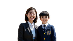 Cheerful Woman Boy School Vinyl Car Decal Sticker – Waterproof & UV-Resistant 7.14"