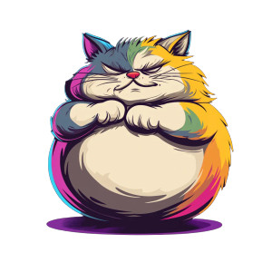 Colorful Chubby Cat Mischievous Vinyl Car Decal Sticker – Waterproof & UV-Resistant 4.0"