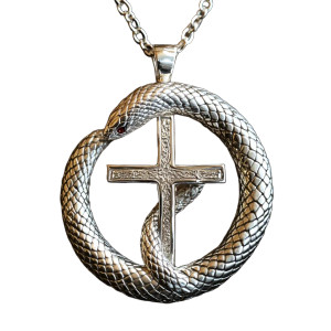 Cross Ouroboros Necklace Vinyl Car Decal Sticker – Waterproof & UV-Resistant 4.0"