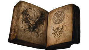 Demon Book Dark Fantasy Vinyl Car Decal Sticker – Waterproof & UV-Resistant 7.14"