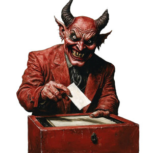 Devil Laughs Ballot Box Vinyl Car Decal Sticker – Waterproof & UV-Resistant 4.0"