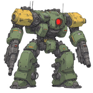 Military Mech Green Yellow Vinyl Car Decal Sticker – Waterproof & UV-Resistant 4.0"