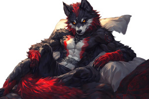 Muscular Wolf Man Bed Vinyl Car Decal Sticker – Waterproof & UV-Resistant 6.0"