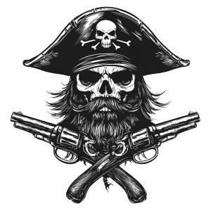 Pirate Skull Pistols Vector Vinyl Car Decal Sticker – Waterproof & UV-Resistant 4.0"