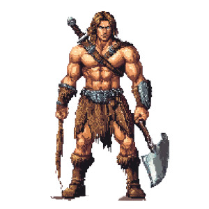 Retro Barbarian Pixel Art Vinyl Car Decal Sticker – Waterproof & UV-Resistant 4.0"