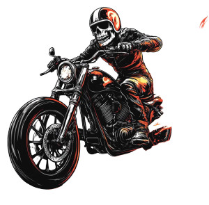 Skull Helmet Motorcycle Fire Vinyl Car Decal Sticker – Waterproof & UV-Resistant 4.06"