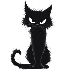 Cartoon Cat Silhouette Bw Vinyl Car Decal Sticker – Waterproof & UV-Resistant 4.0"