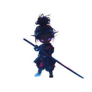Cyberpunk Chibi Samurai Vinyl Car Decal Sticker – Waterproof & UV-Resistant 4.0"