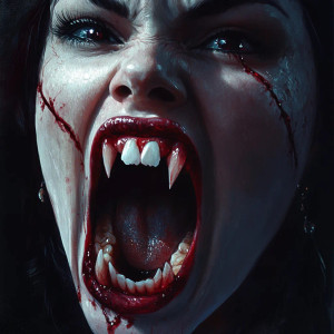 Female Vampire Screaming Portrait Vinyl Car Decal Sticker – Waterproof & UV-Resistant 4.0"