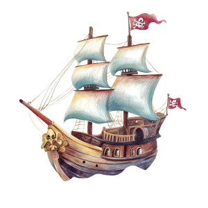Pirate Ship Children Book Vinyl Car Decal Sticker – Waterproof & UV-Resistant 4.0"