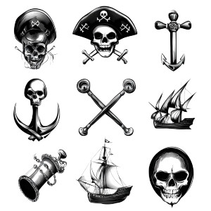 Pirate Symbols Black Vector Vinyl Car Decal Sticker – Waterproof & UV-Resistant 4.0"