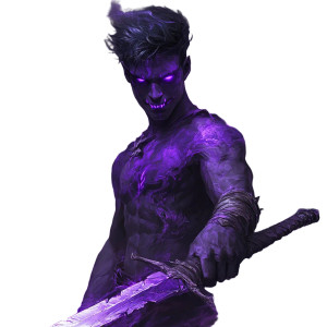 Purple Swordsman Devil Sword Vinyl Car Decal Sticker – Waterproof & UV-Resistant 4.0"