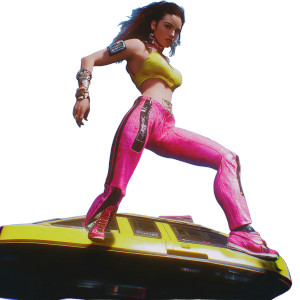 80S Futurism Girl Plank Vinyl Car Decal Sticker – Waterproof & UV-Resistant 4.0"