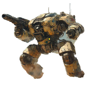 Bulky Armored Battle Mech Vinyl Car Decal Sticker – Waterproof & UV-Resistant 4.0"