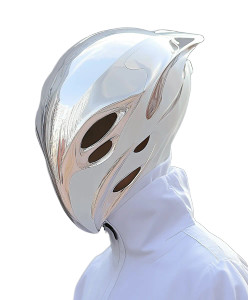 Cyberpunk Silver Mask Helmet Vinyl Car Decal Sticker – Waterproof & UV-Resistant 4.0"