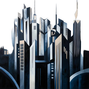 Dark Art Deco City Vinyl Car Decal Sticker – Waterproof & UV-Resistant 4.0"