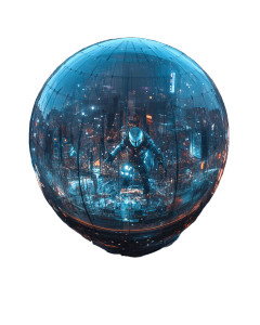 Glass Dome Cyberpunk Avatar Vinyl Car Decal Sticker – Waterproof & UV-Resistant 4.0"