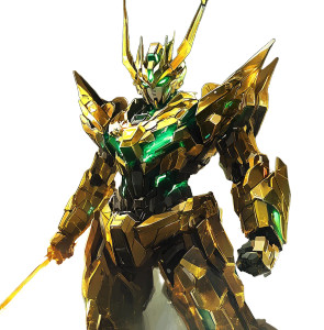 Gundam Golden Dragon Emerald Sword Vinyl Car Decal Sticker – Waterproof & UV-Resistant 4.0"