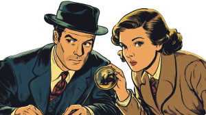 Man Woman Mystery Solving Vinyl Car Decal Sticker – Waterproof & UV-Resistant 7.14"